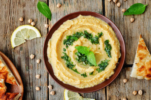 dip hummus with chips crackers veggies